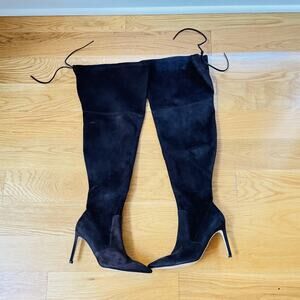 Good American Boots Womens Size 7 Brown Suede Over The Knee Heeled Tall Shoes